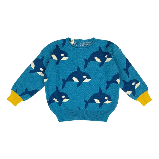 Orca Family organic cotton sweater | Blue