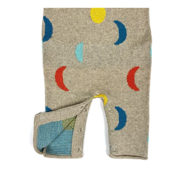 Salopette Moon Phases Coton Bio | Beige chiné
