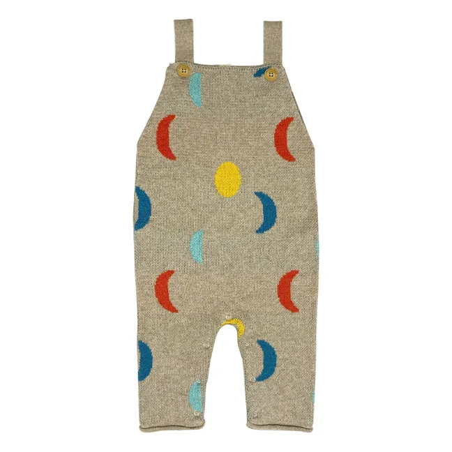 Moon Phases organic cotton dungarees | Heather beige
