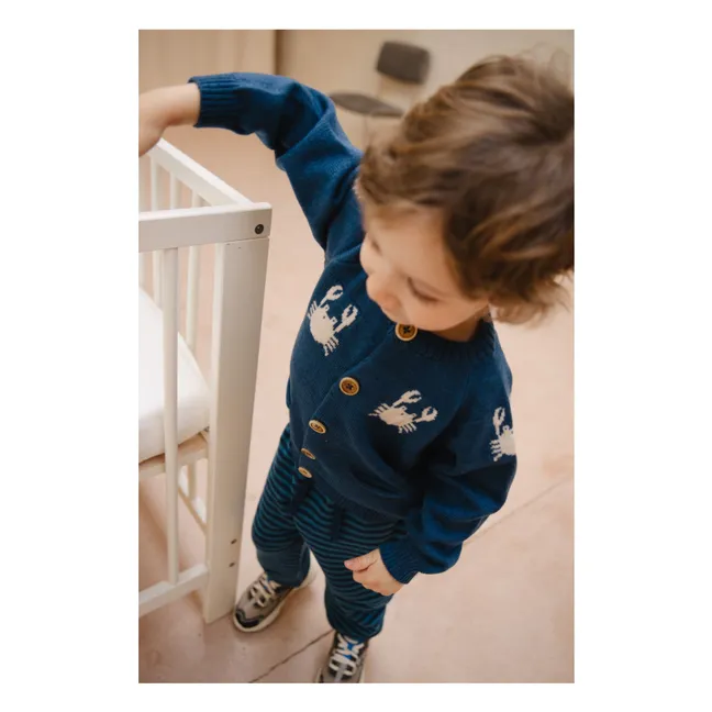 Cardigan Dancing Crabs Mérinos | Bleu