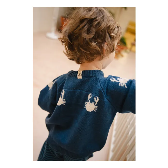 Dancing Crabs Merino Cardigan | Blue