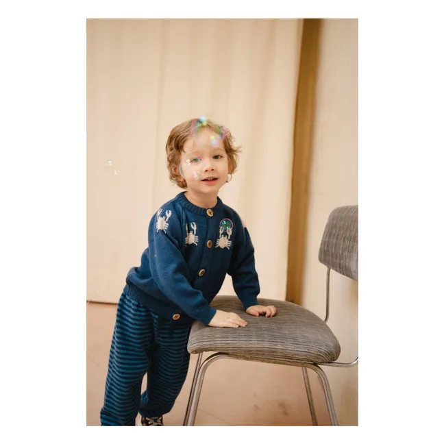 Dancing Crabs Merino Cardigan | Blue