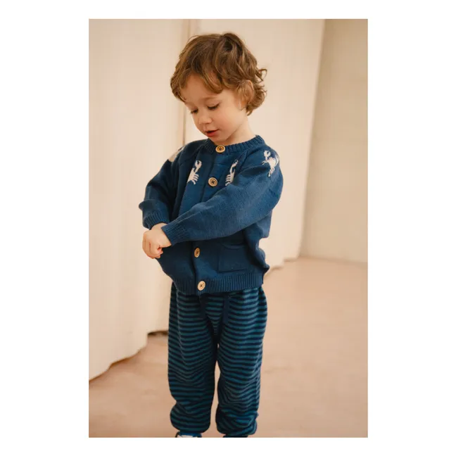 Cardigan Dancing Crabs Mérinos | Bleu