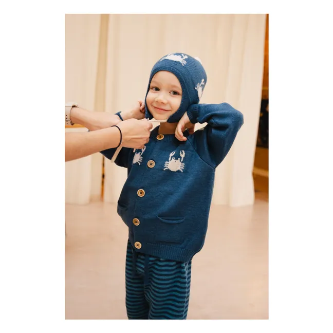 Dancing Crabs Merino Beanie | Blue
