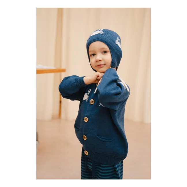 Dancing Crabs Merino Beanie | Blue