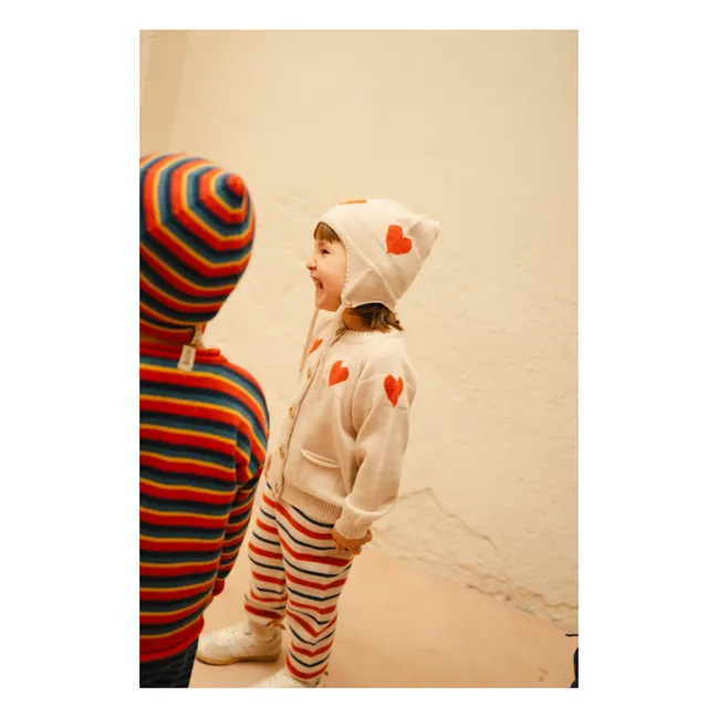 Dancing Hearts Merino Beanie | Ecru