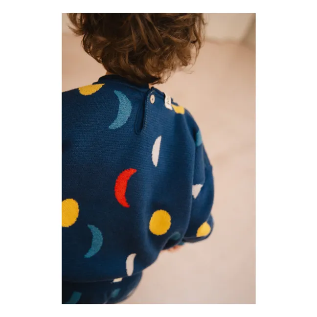 Moon Phases organic cotton sweater | Navy blue