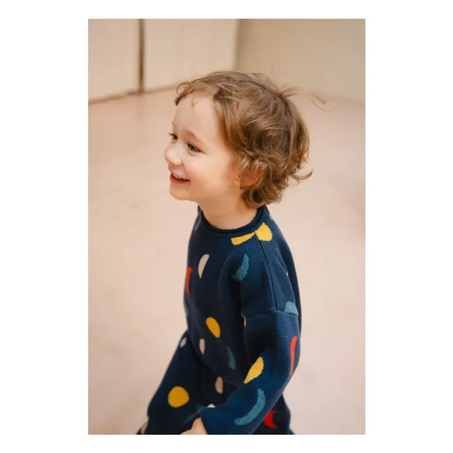 Moon Phases organic cotton sweater | Navy blue