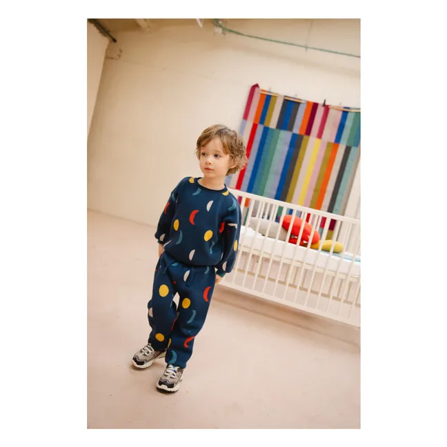 Moon Phases organic cotton sweater | Navy blue