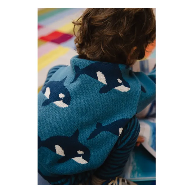 Orca Family organic cotton sweater | Blue