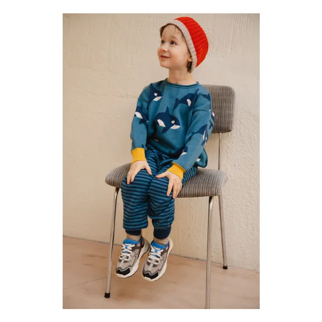 Orca Family organic cotton sweater | Blue