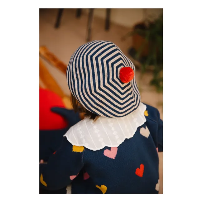 Snail organic cotton beret | Navy blue