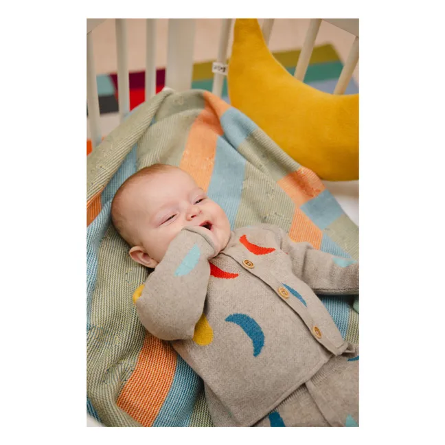 Cardigan Moon Phases Coton Bio | Beige chiné