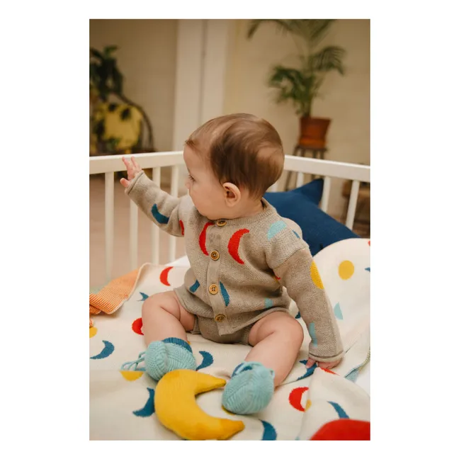 Cardigan Moon Phases Coton Bio | Beige chiné