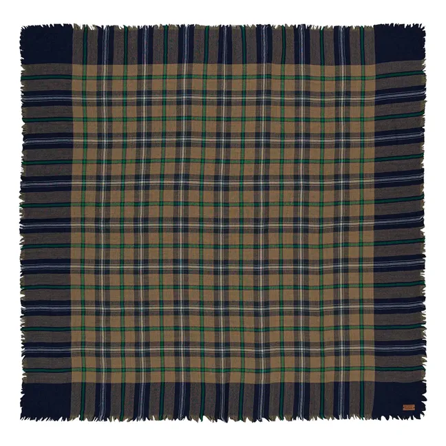 Foulard Mekness Carreaux Laine - Collection Femme | Bleu