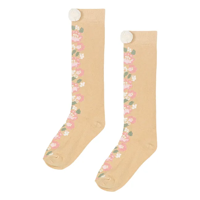 Chelie Fleurie High Socks | Honey