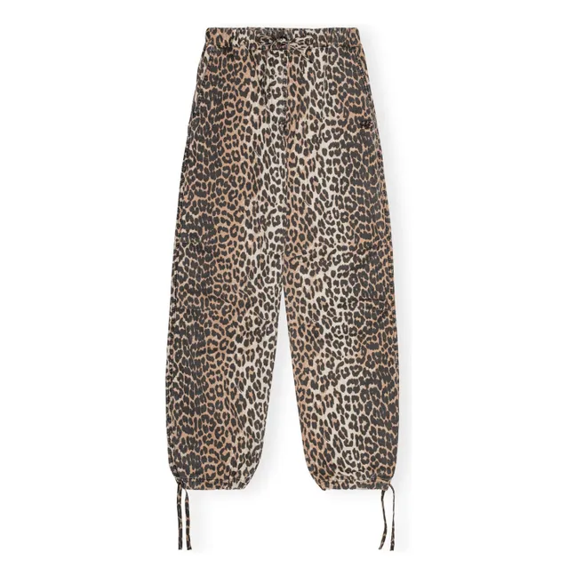 Pantalón con cordón lavado Algodón orgánico estampado | Leopardo