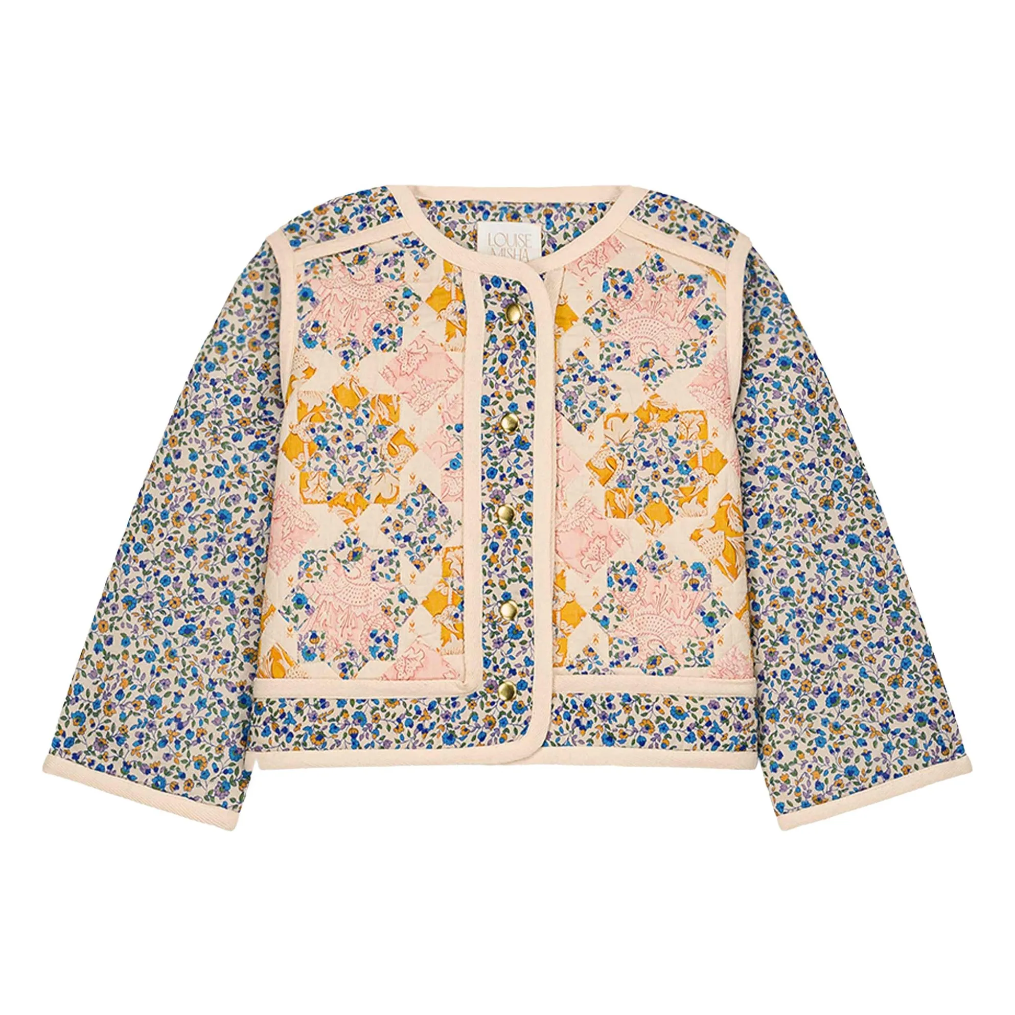 Louise Misha Blue Orishane Patchwork Quilted Jacket