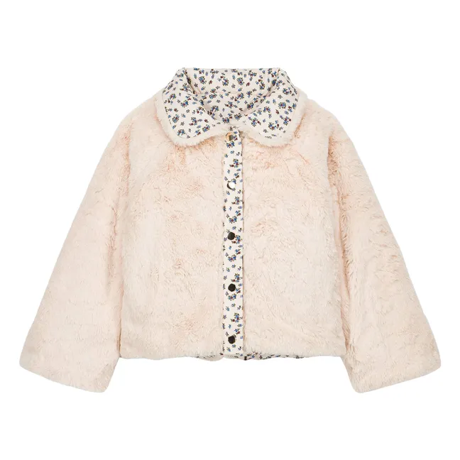 Manteau Réversible Façon Fourrure Jasmina Coton Bio | Crème