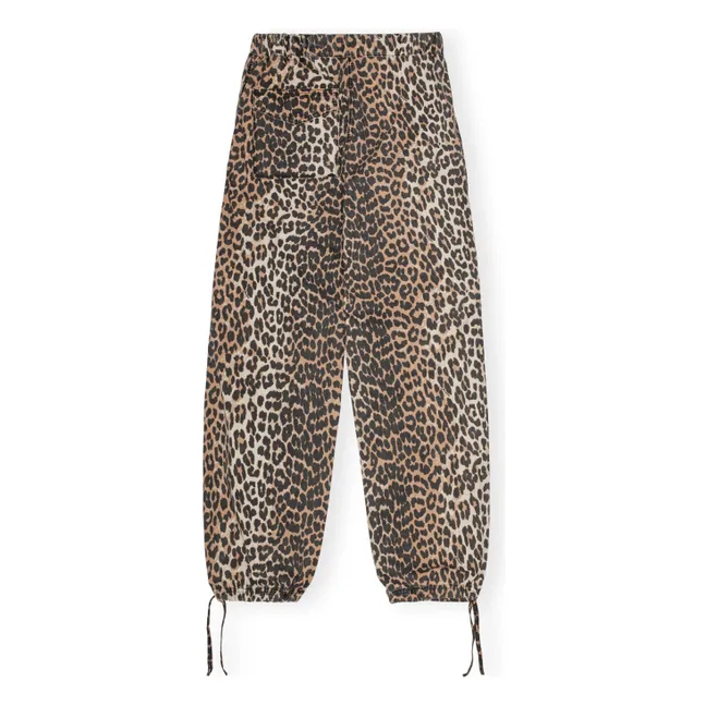 Pantaloni con coulisse lavata in cotone organico stampato | Leopardo