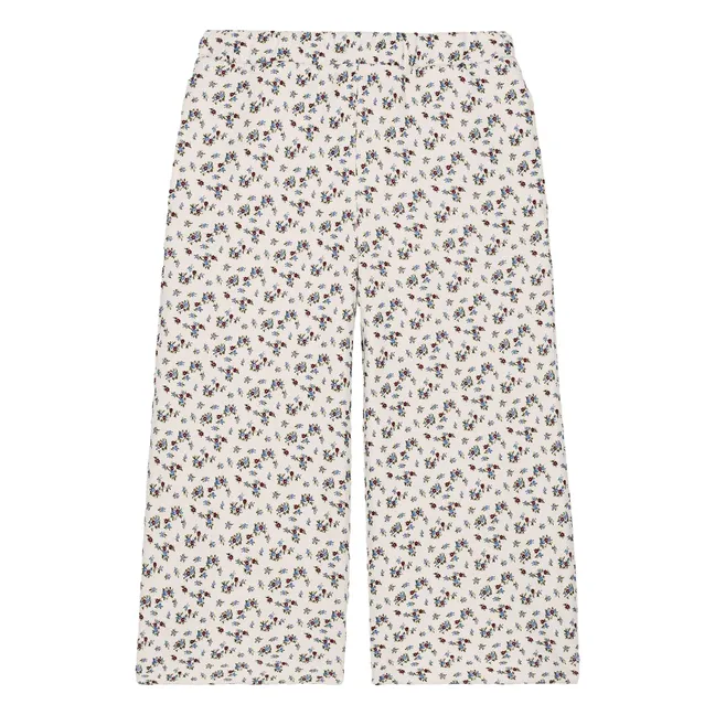Pantalones florales de algodón ecológico Ysalia | Crema