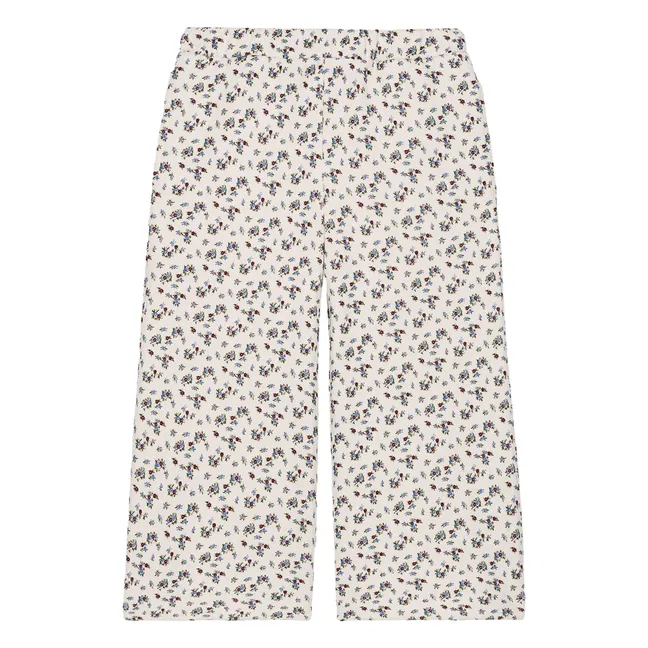 Ysalia Blumenhose aus Bio-Baumwolle | Cremefarben