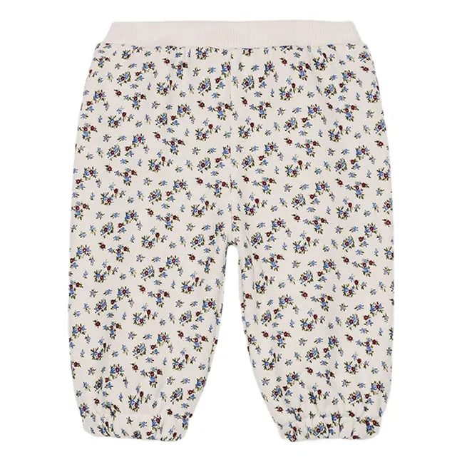 Pantalon Ysalia Fleuri Coton Bio Bébé | Crème