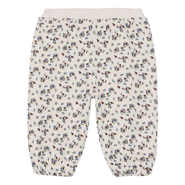 Ysalia Bio-Baumwoll-Baby-Hose mit Blumenmuster | Cremefarben