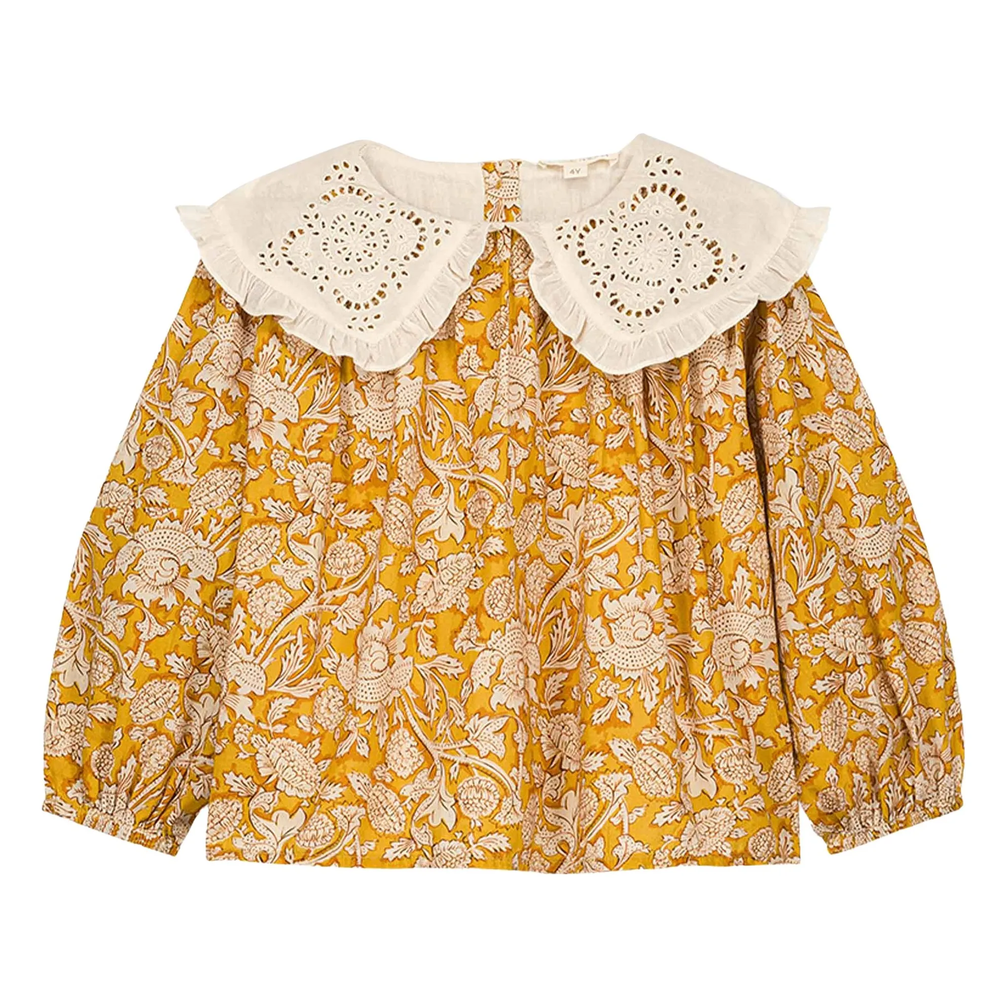 Louise Misha Honey Clea Organic Cotton Embroidered Collar Blouse