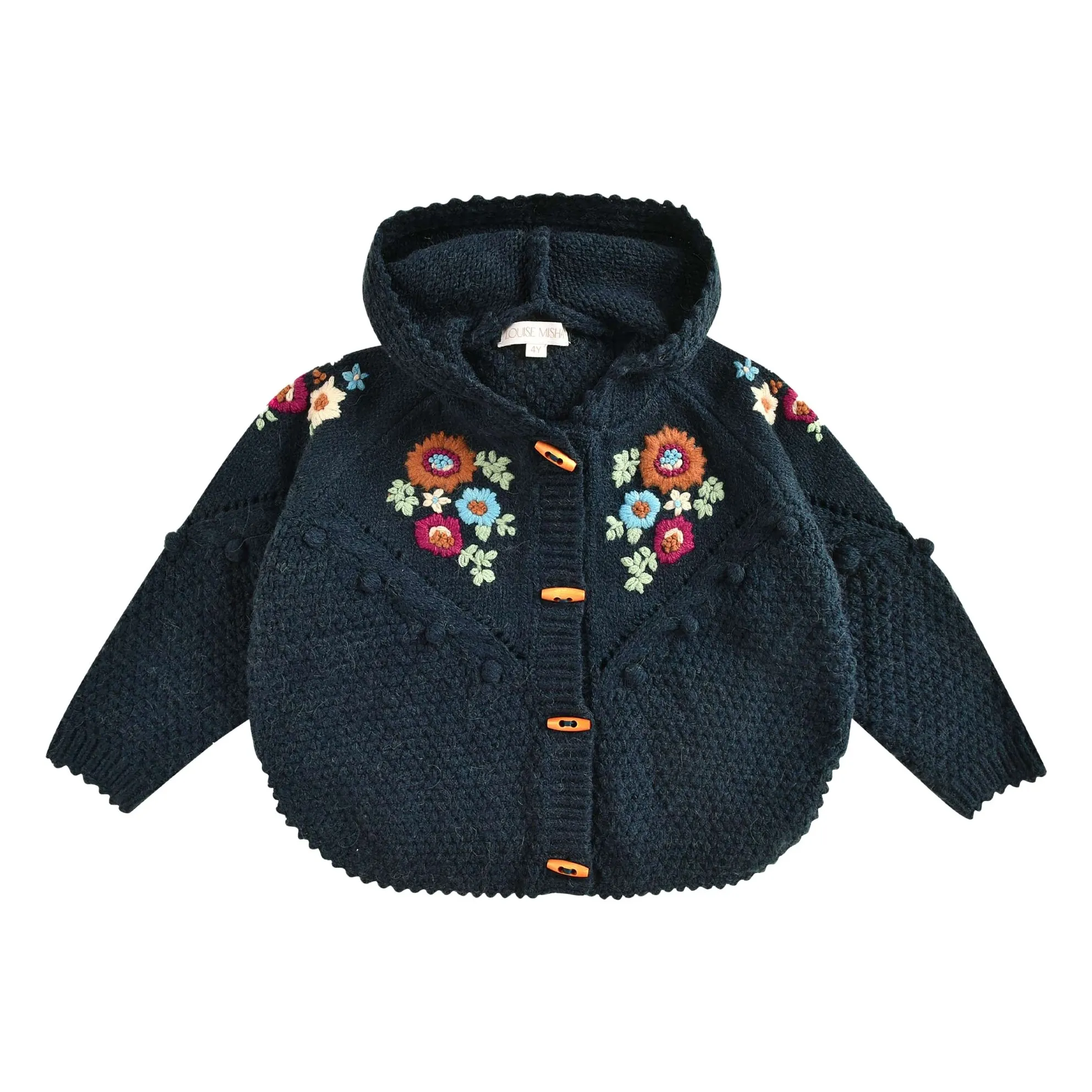 Louise Misha Navy Blue Ezi Wool Cape Cardigan
