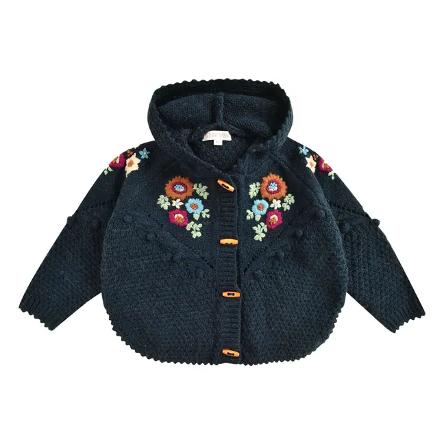 Cardigan Cape Ezi Laine | Bleu marine