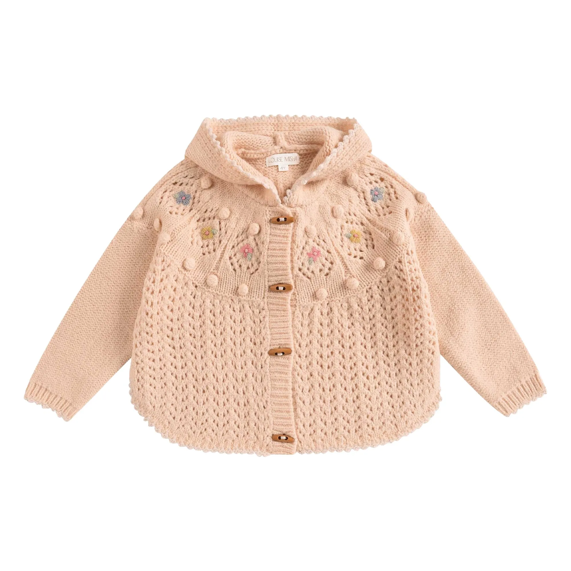 Louise Misha Pale Pink Iona Wool Hooded Cardigan