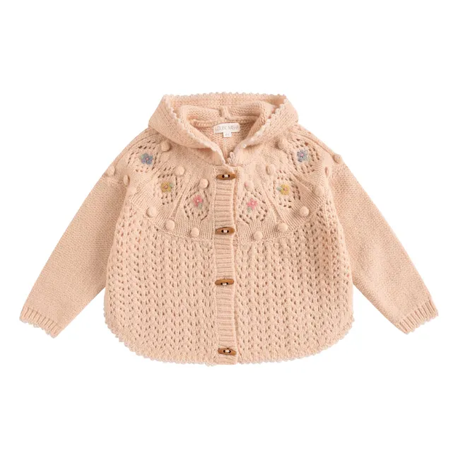 Iona Wool Hooded Cardigan | Pale Pink