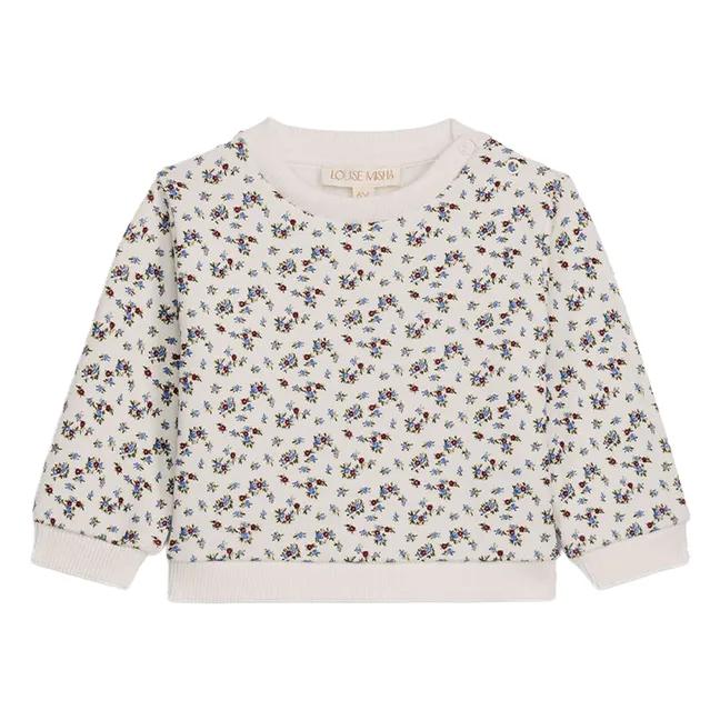 Rosalia Sweatshirt aus geblümter Bio-Baumwolle | Cremefarben