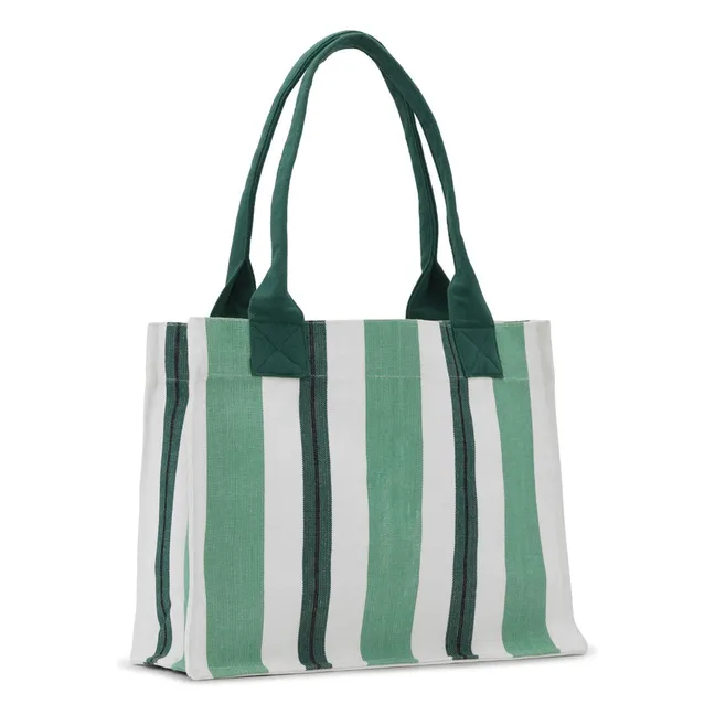 Easy Shopper Large Shopping Bag Stripes Recycled Cotton | Green