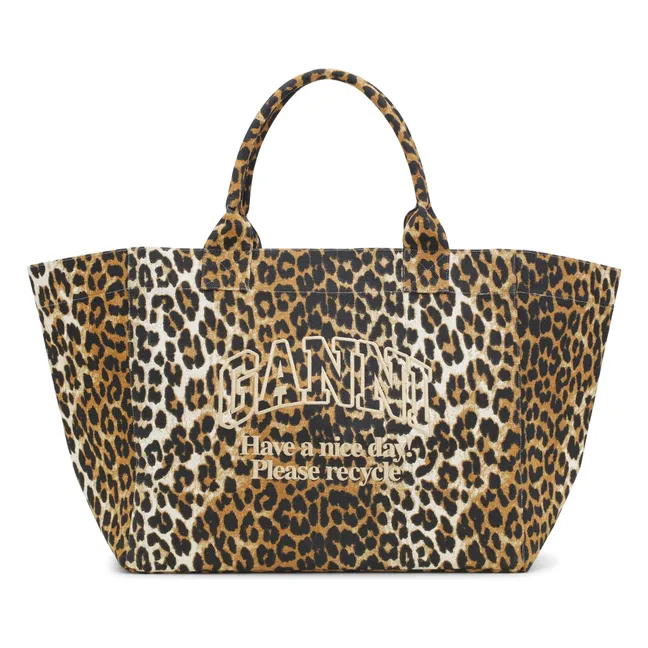 Cabas Shopper XXL Bedruckt Recycelte Baumwolle | Leopard