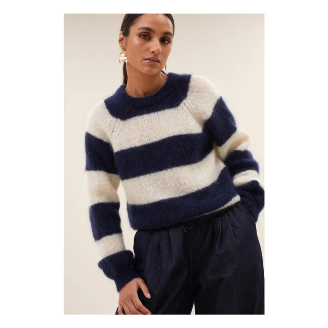 Pull Sian Rayé Mohair | Bleu marine