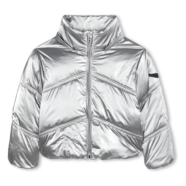Metallic-Daunenjacke | Silber