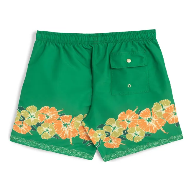 Ornate Bloom Recycled Fiber Swim Shorts | Green