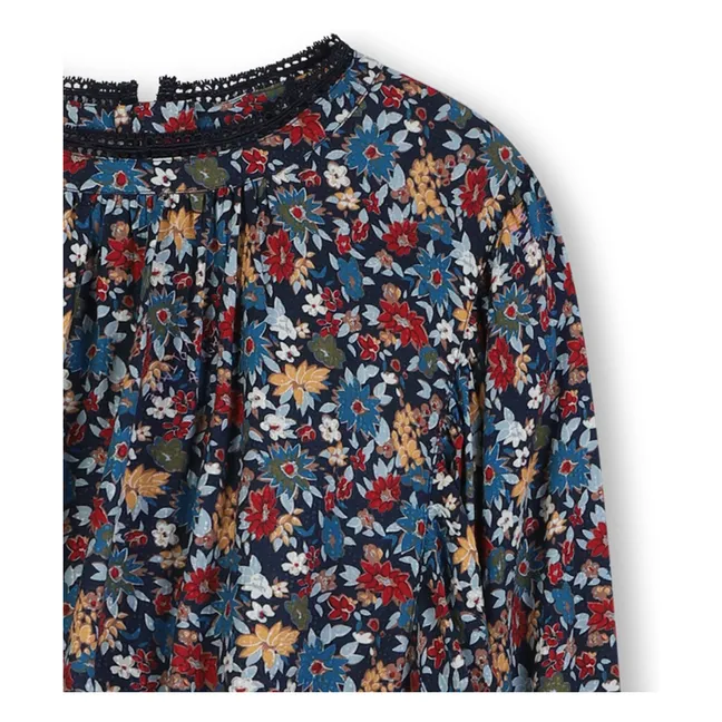 Blumiges Kleid | Navy