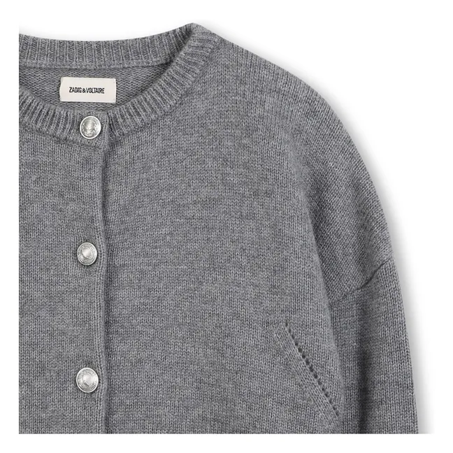 Strickjacke Flügel Wolle | Grau Meliert