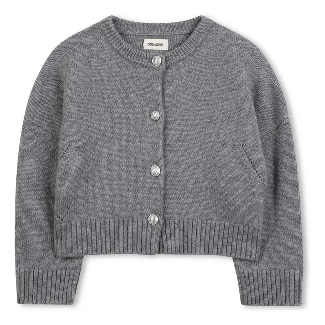 Strickjacke Flügel Wolle | Grau Meliert