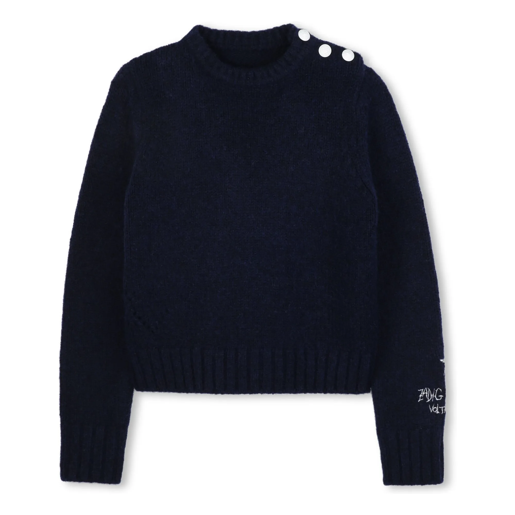 Zadig & Voltaire Navy Blue Buttoned Wool Sweater