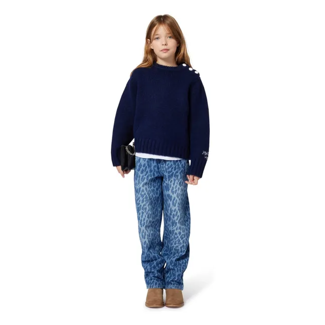 Pull Boutonné Laine | Bleu marine