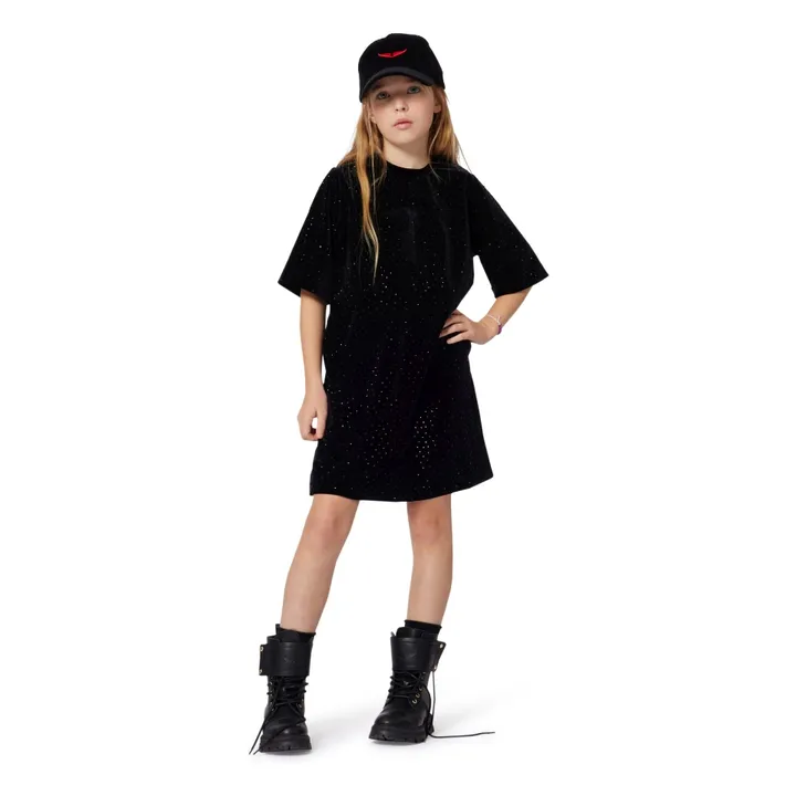 Robe T-shirt Pailletée | Noir- Image produit n°1