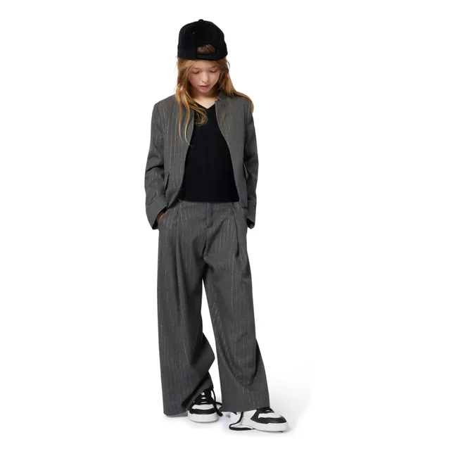 Pantalon Rayé | Gris chiné