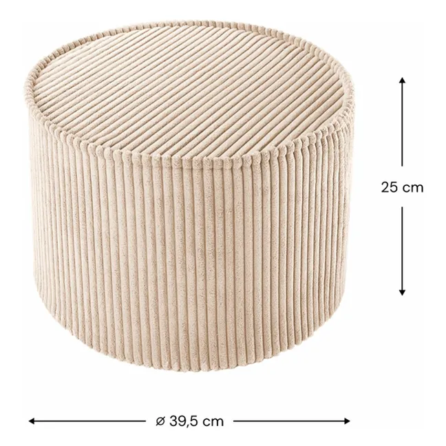 Pouf in velluto a coste | Beige