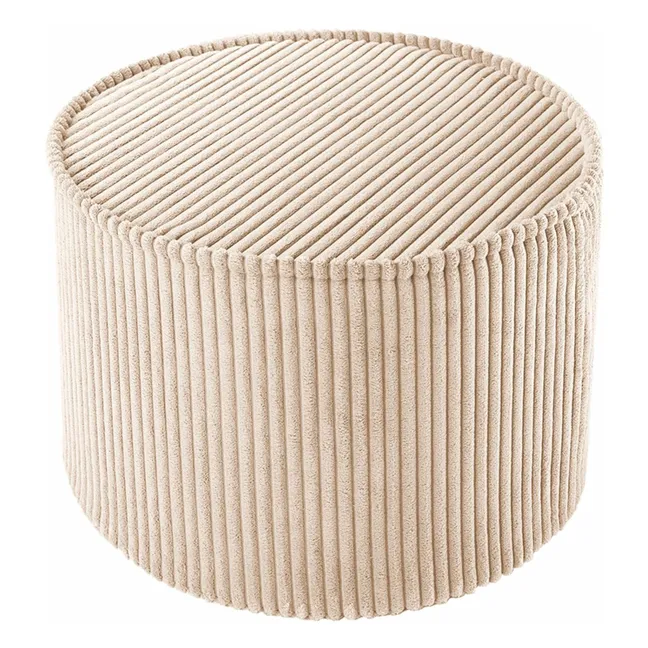 Pouf in velluto a coste | Beige