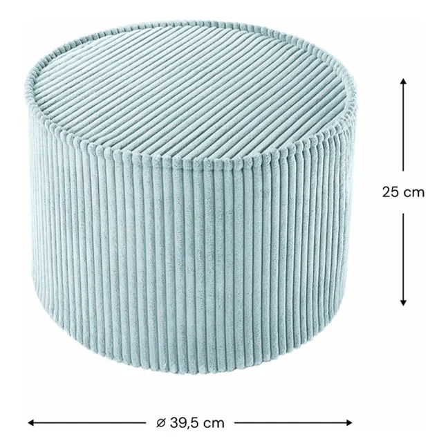 Pouf in velluto a coste | Azzurro