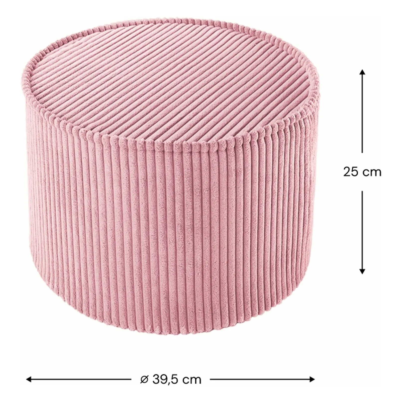 Pouf en velours côtelé | Rose- Image produit n°2